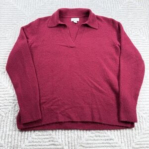 J Crew Extra Soft Sweater Womens XS Red Collared V Pullover Preppy Cozy Capsule